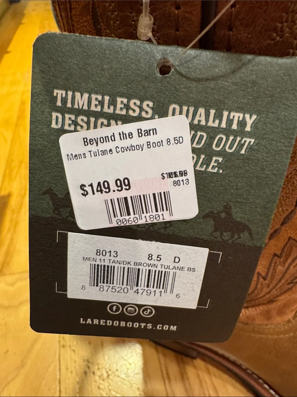 Men's Beyond the Barn Tulane size 8.5 Brown Leather Cowboy Boots